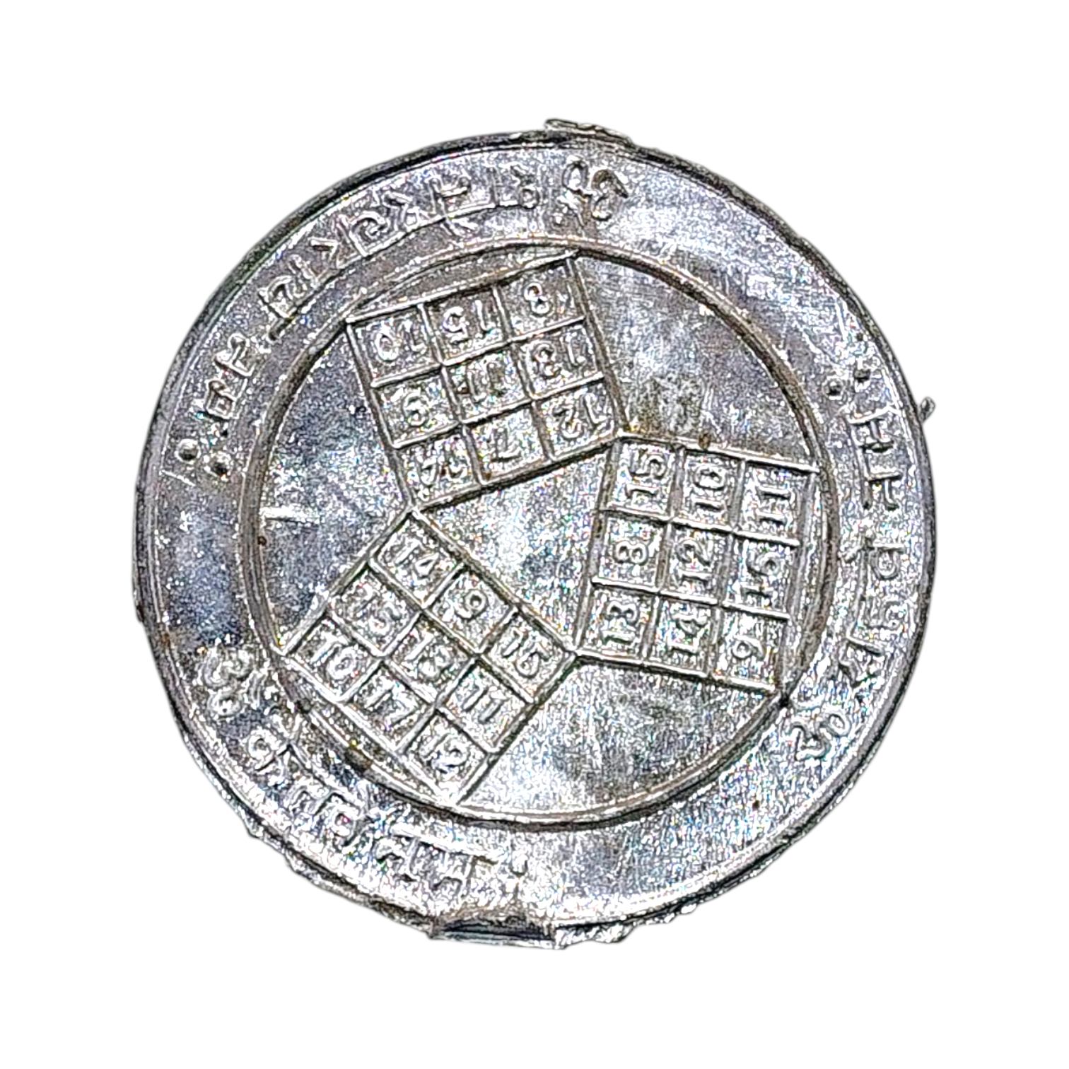 Silver Finish Navgrah Yantra Combined Remedy Coin